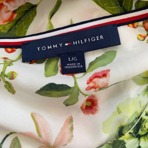 Tommy Hilfiger L Floral Blouse Garden Print Boho Bright Spring Summer Top Resort - Picture 9 of 10